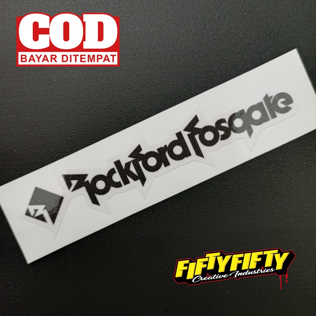 Stiker Print Cut ROCKFORD FOSQATE Stiker Printing Laminasi Glossy Stiker Motor Mobil Helm Sudah Membentuk Pola Desain