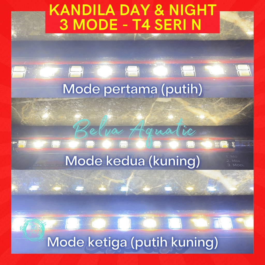 LED Celup T4 Ekonomis Kandila Day And Night View N-30 30cm 3 Mode Putih Kuning Biru Lampu Aquarium Kolam Ikan Louhan Koi Arwana Koki Discus Channa Arowana Lohan Chana White Yellow Blue KD N30