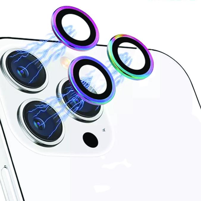 ✤ Myroots Ring Lensa Camera Rainbow Protector Iphone 11 12 13 14 Pro Max Mini Plus Tempered Glass Pe