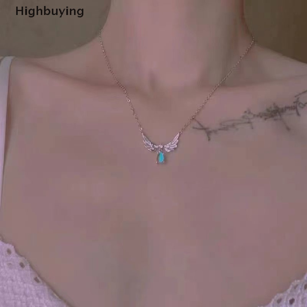 Hbid Fashion Sayap Peri Malaikat Liontin Kalung Rantai Bersinar Klavikula Choker Zirkon Kalung Manis Pernikahan Gadis Fashion Pesta Perhiasan Glory