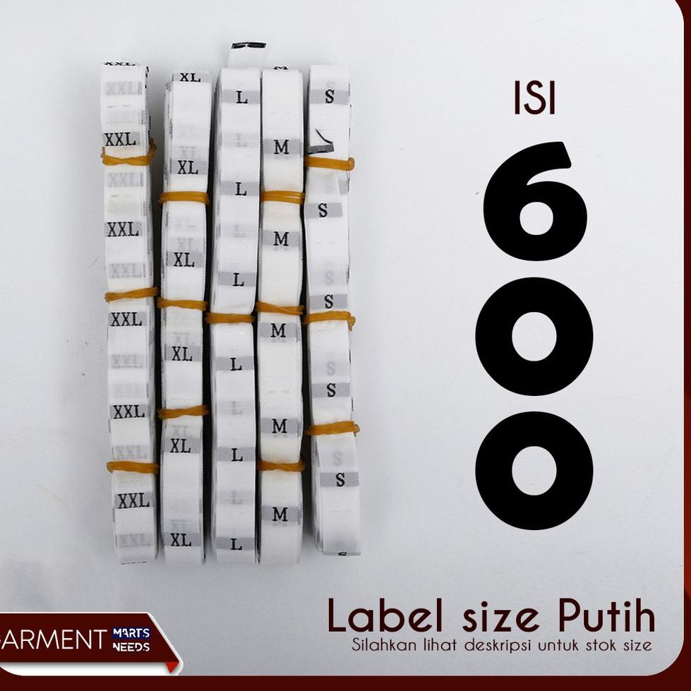 

H86 Size Label Baju Label Pakaian Woven Rajut Polyester Putih Isi 600 pcs PALING BAGUS ㊌