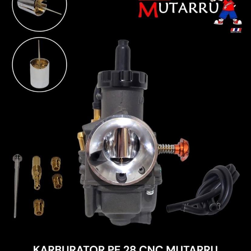 (BISA COD) Karburator MUTARRU Original PE 28 mm, PE 28mm Setingan Mudah Dan Langsam, Karbu Carburator Racing Cnc (Free Pilot Jet, Main Jet, Jarum