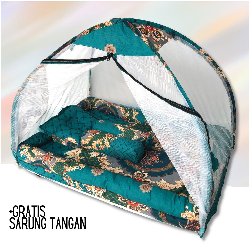 Kasur Bayi Set Kelambu Besar Dengan Bantal Guling Bonus Sarung Tangan Bedcover Baby Premium