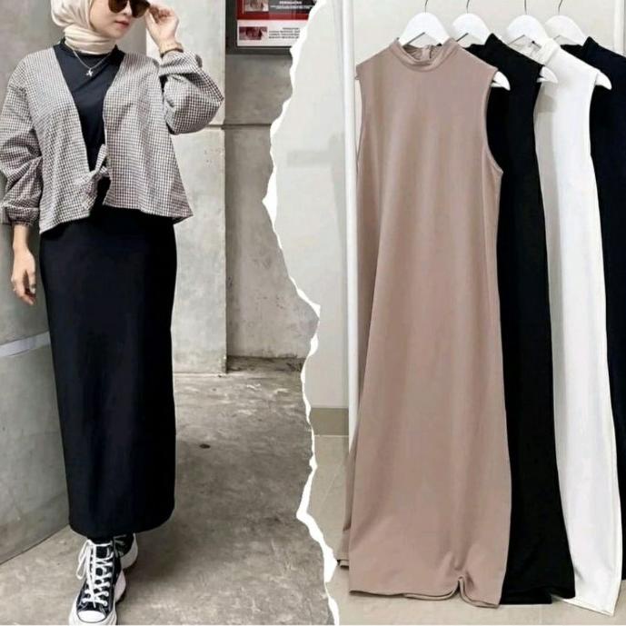 ❅ DRESS INNER SPAN JERSEY / INNER GAMIS TANPA LENGAN [COD] ✻