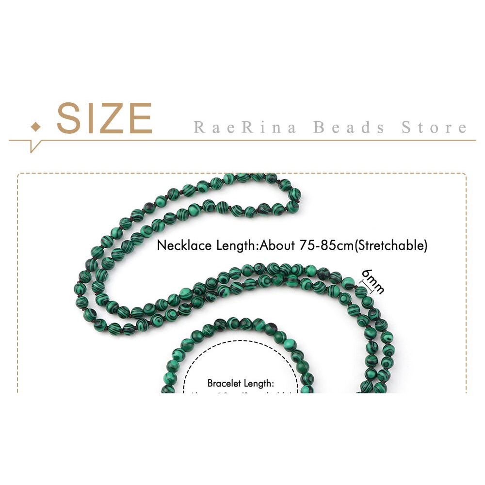 Tasbih Japamala Green Malachite 108 Mala 6mm