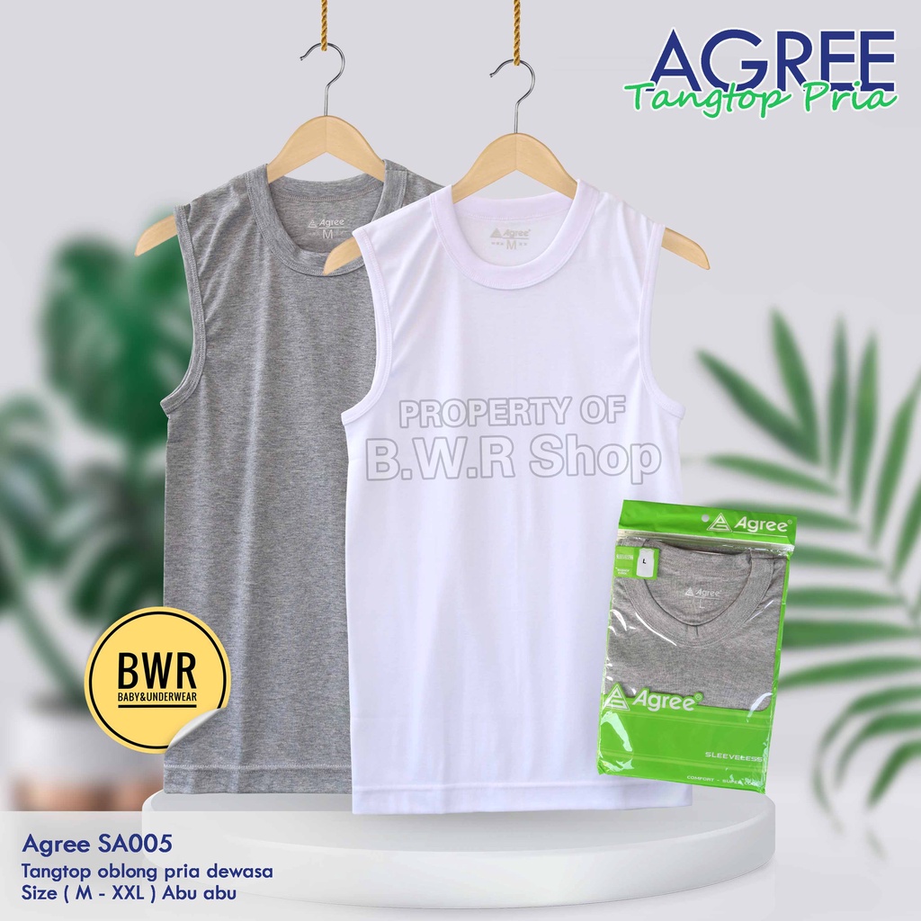 Tangtop AGREE SA005 / Kaos Dalam Tangtop Singlet Slim FIt Pria Dewasa Super Soft Cool Hitam Putih Abu | Bwr