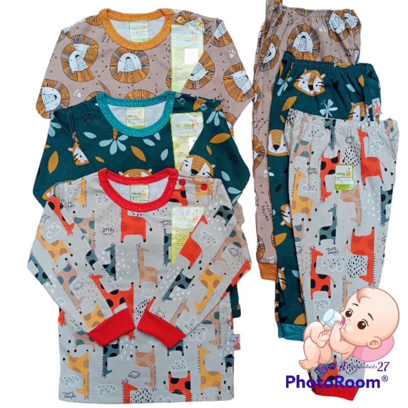 3 PASANG SETELAN VELVET JUNIOR KANCING BAHU LENGAN PANJANG MOTIF TERBARU STARRY NIGHT UK NB S M L