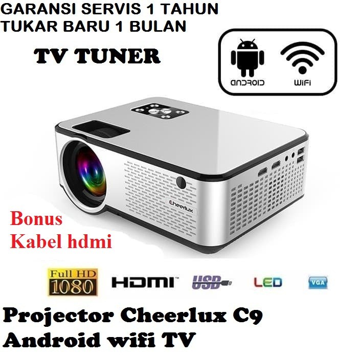 

[[JNT COD]] CHEERLUX C9 ANDROID WIFI LED SMART PROJECTOR 2800 LUMENS ANALOG TV