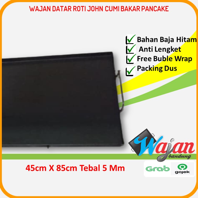 Wajan Plat Datar Baja Hitam Roti Bakar Bandung Pancake Cumi Bakar kebab 45x85 5mm