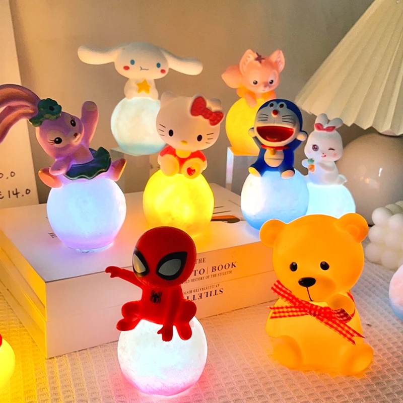 Kartun Kuromi Melody Cinnamoroll LinaBell Lampu Malam 3D Anime Ornamen LED Kamar Tidur Hias Night Lamp Bedside Lamp Mainan Anak Hadir