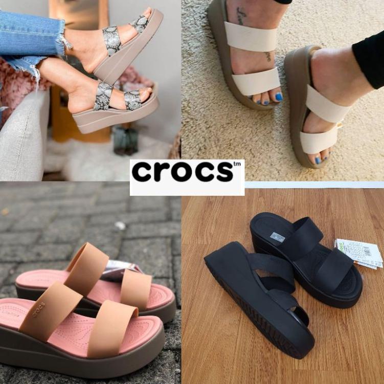 Best Product Sandal crocs Wanita / Crocs Literide Brooklyn mid Wedges / Crocs Broklyn / Sandal wedge