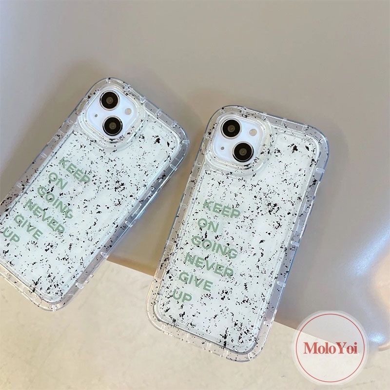 IPHONE Art Speckle Ink Pattern Simple Letter Casing Kompatibel Untuk Iphone11 7 8 Plus14 13 12 Pro MAX XR 6 6S X XS MAX Shockproof Airbag Transparan Bening Soft Case