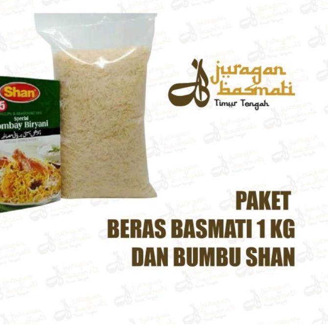 

➧ PAKET BERAS BASMATI 1KG & BUMBU SHAN BRIYANI ♔