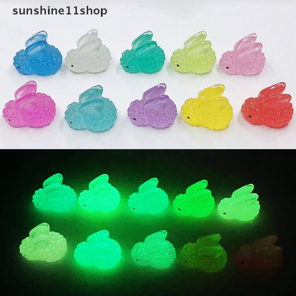 Sho 5 Pcs Noctilucent Kelinci Botol Es Dekorasi Kreatif Figure Ornamen Miniatur Kerajinan DIY Aksesoris N