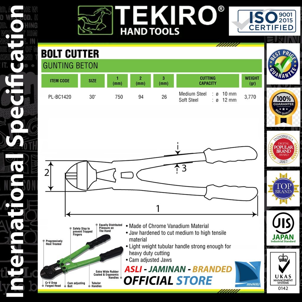 Tang Potong Baut 30&quot; inch / Bolt Cutter / Gunting Maling Gembok Besi TEKIRO