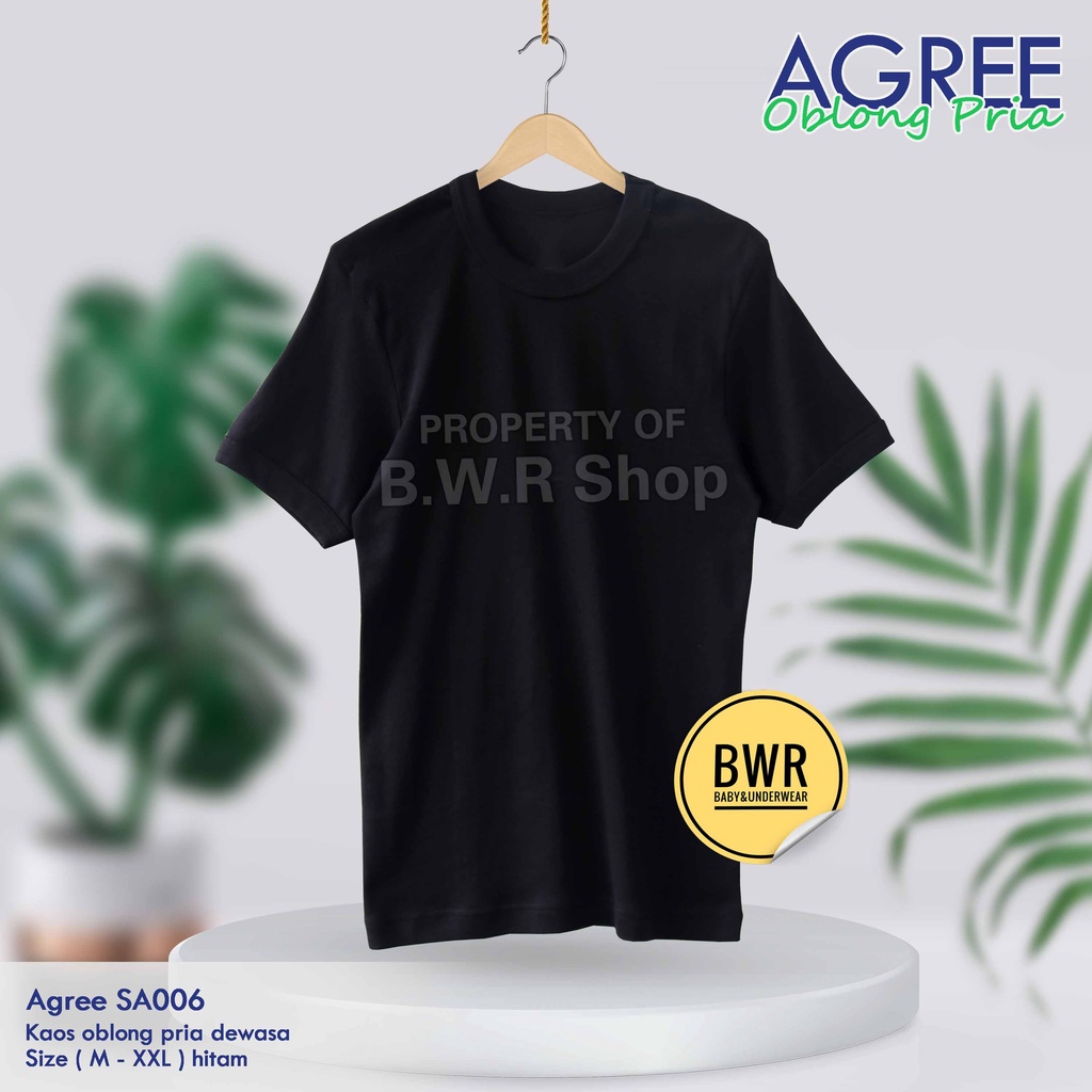 T-Shirt Kaos Oblong Agree SA006 Putih Hitam Abu / Kaos Dalam Pria Agree Super Soft &amp; Cool Sprot | Bwr