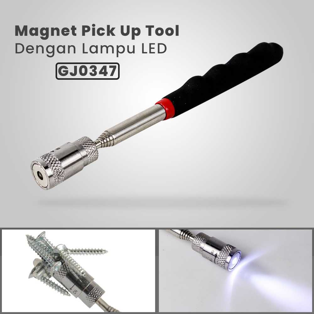 (BISA COD) FTIHSHP Tongkat Telescopic Magnet Pick Up Tool dengan Lampu LED - GJ0347