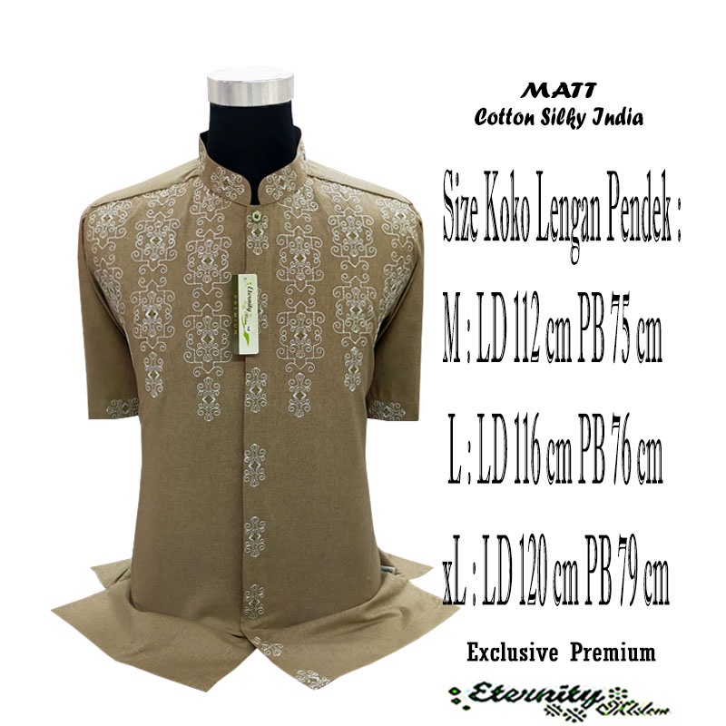 Baju Koko Pria Dewasa Bordir Premium Koko Eternity Lengan Pendek Terbaru 2023