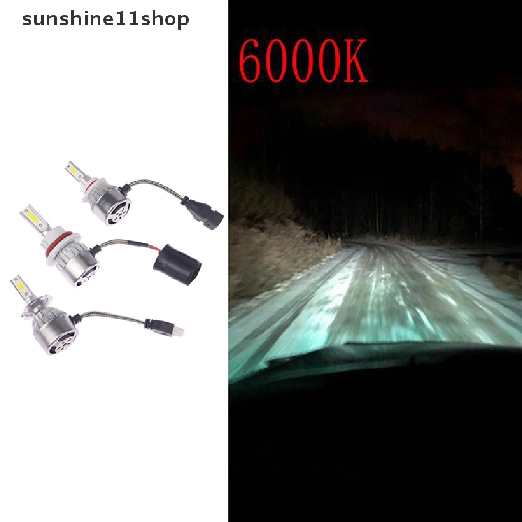 Sho 2Pcs LED Headlight Bulbs Lampu Mobil LED 6000K 36W 12V 3800LM Headlamps Otomatis N