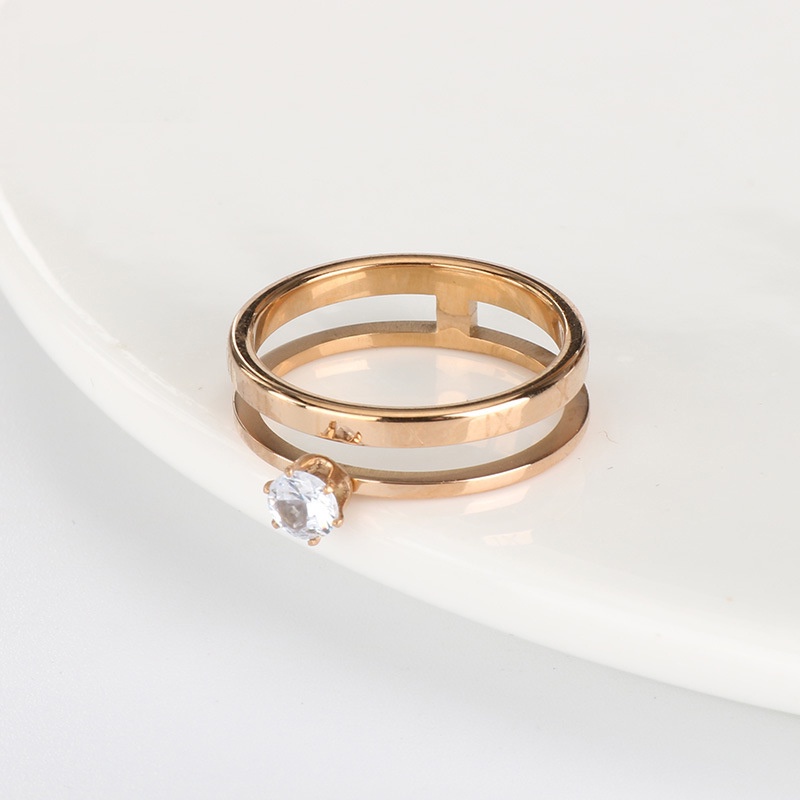 Cincin tingkat satu zircon Titanium Stainless Steel 316L anti karat harga grosir bisa bayar di tempat