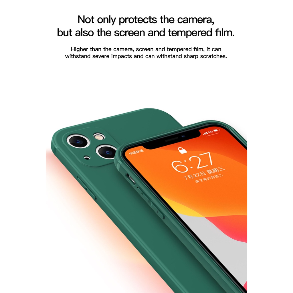 IPHONE Mewah Klasik Warna solid Untuk Iphone11 12 13 14 pro max Mini X XS max XR 78 Plus SE2 Tepi Lurus Cairan Casing Ponsel Silikon Perempuan Pria Tekstur