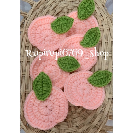 aplikasi peach rajut ukuran kurang lbh 6cm