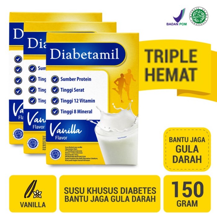 

[ COD ] Triple Pack: Tropicana Slim Susu Diabetamil Vanilla 150gr