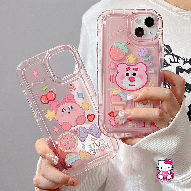 Case Strawberry Bear Manyo Kirby Lucu Untuk Samsung A50 A52 A23 A13 A32 A52s A02s A03 A20 A04 A12 A04s A50s A30s A04E A11 A03s A30 M13 Bening Lembut Airbag Shockproof Cover