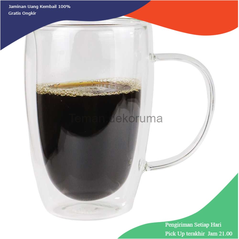 TD - GLS One Two Cups Cangkir Kopi Anti Panas Doublewall Round with Handle