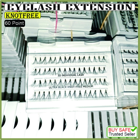 Bulu Mata Tanam KNOT FREE 60 HELAI Bulumata Tanam Eyelash Extension RINGAN MURAH LIMITED 8ply Ukuran MEDIUM 10mm