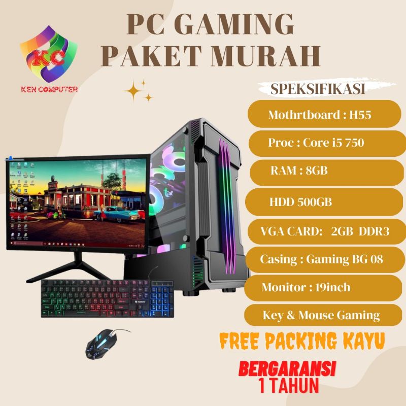 PC Gaming  Editing CORE i5 Vga 2 gb Full set siap Pakai new