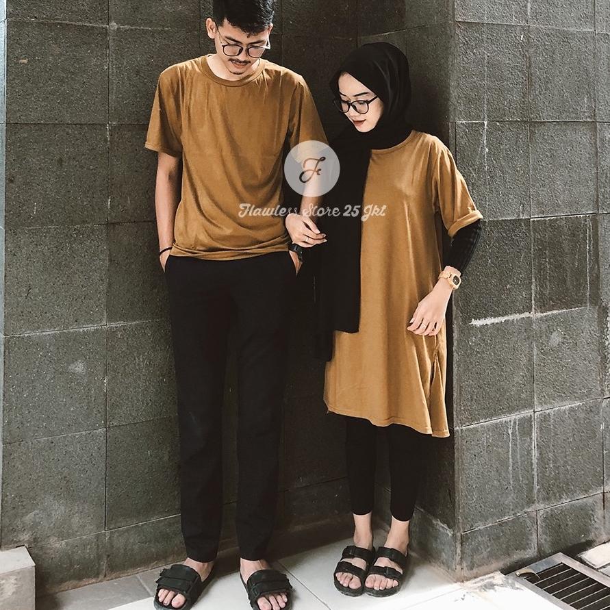 TERBAIK couple tshirt dress zoya oversize kaos pasangan basic