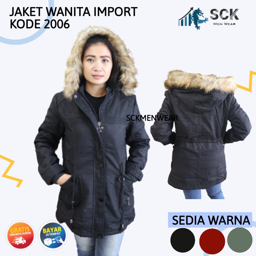 Jaket Parka Katun Dalam Bulu Wanita / Jaket Cewek Model Parka Aneka Warna Musim Dingin Dalam Bulu  - sckmenwear GROSIR