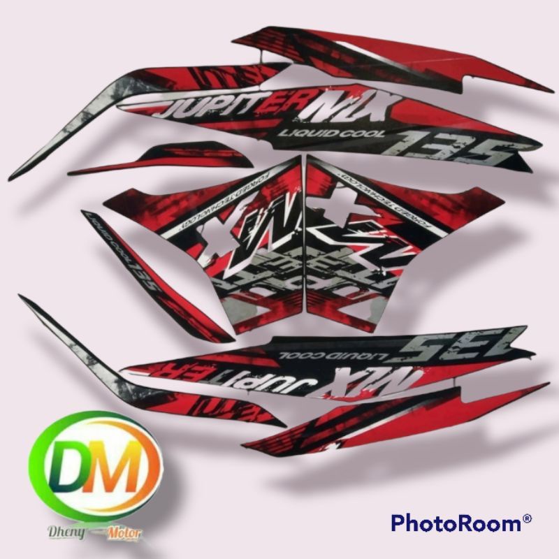 Striping Sticker Jupiter Mx New 135 Merah Hitam