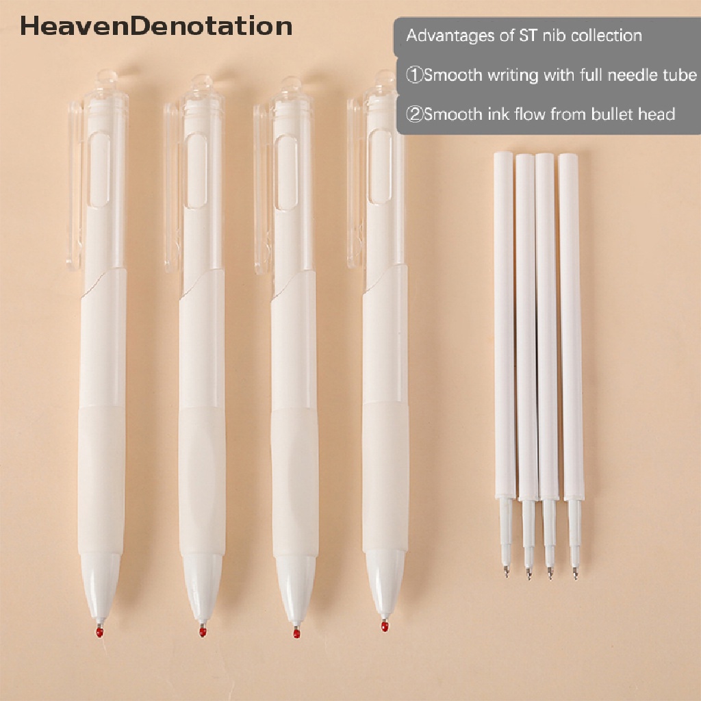 [HeavenDenotation] 5pcs Kawaii Gel Pen Set Ujian Pekerjaan Rumah Tangga Pen 0.5m Cepat Kering Carbon Water-based Pen Sig Pen Kantor Sekolah Alat Tulis Supply HDV