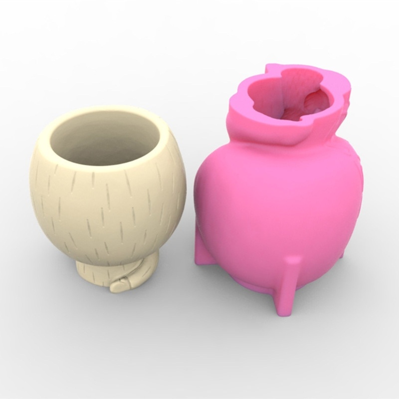 Siy Cetakan Pot Bunga Wajah Silikon DIY Succulent Planter Pot Mold Gypsum Clay Mold