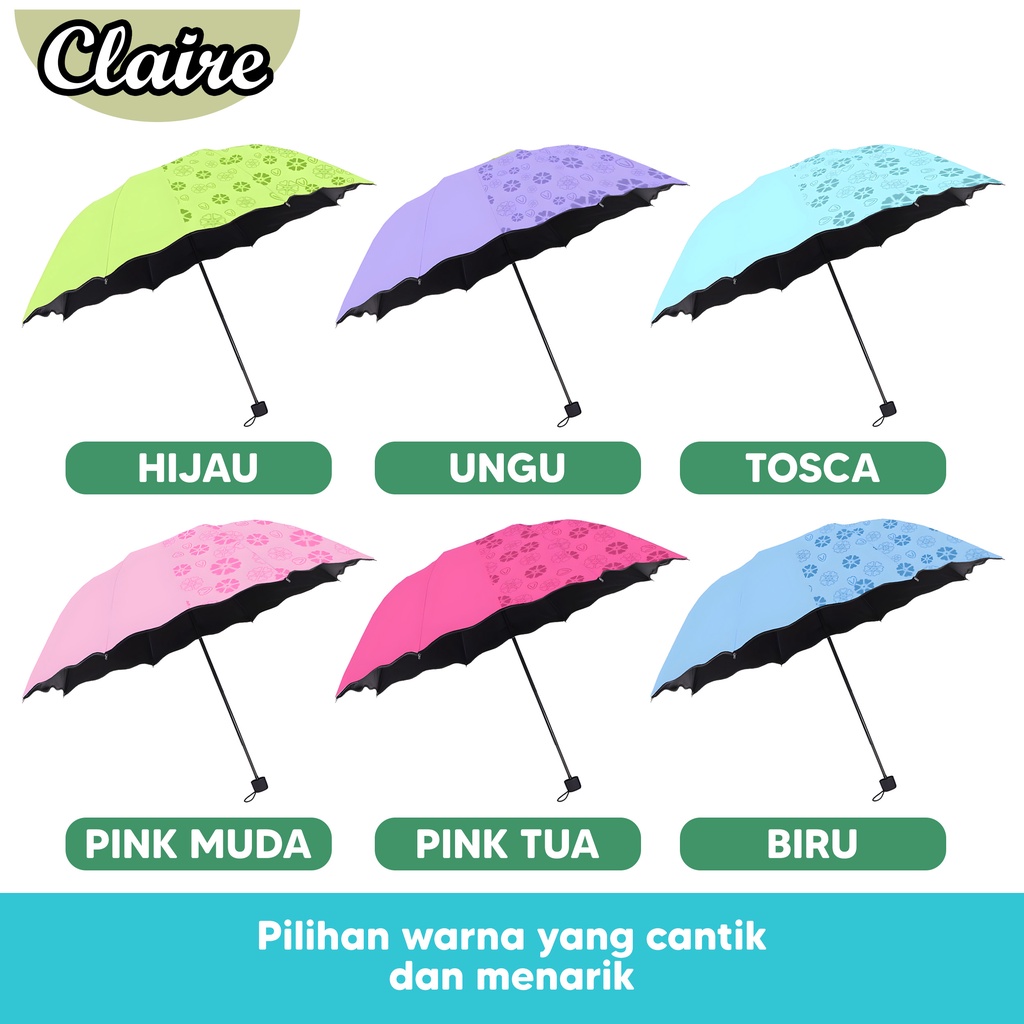 Payung Lipat 3D Ajaib Foldable Magic Umbrella 3 Dimensi Muncul Motif Ketika Basah Payung Anti UV