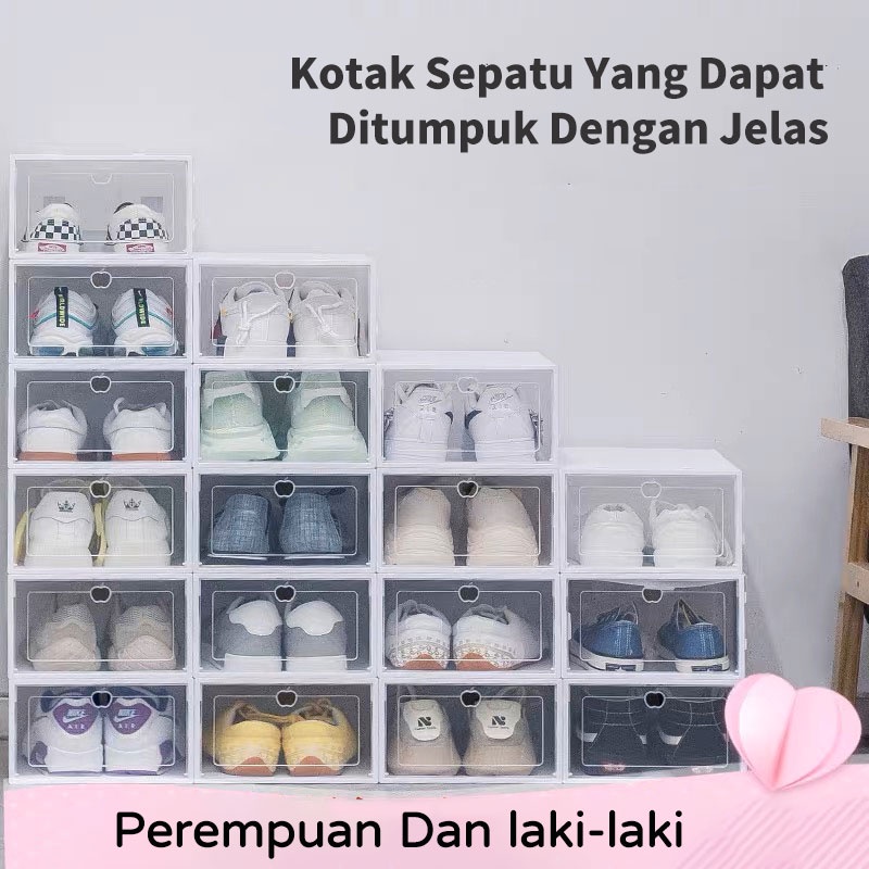 Kotak Sepatu Transparan Tebal Serbaguna Shoes Box Tempat Penyimpanan Sandal