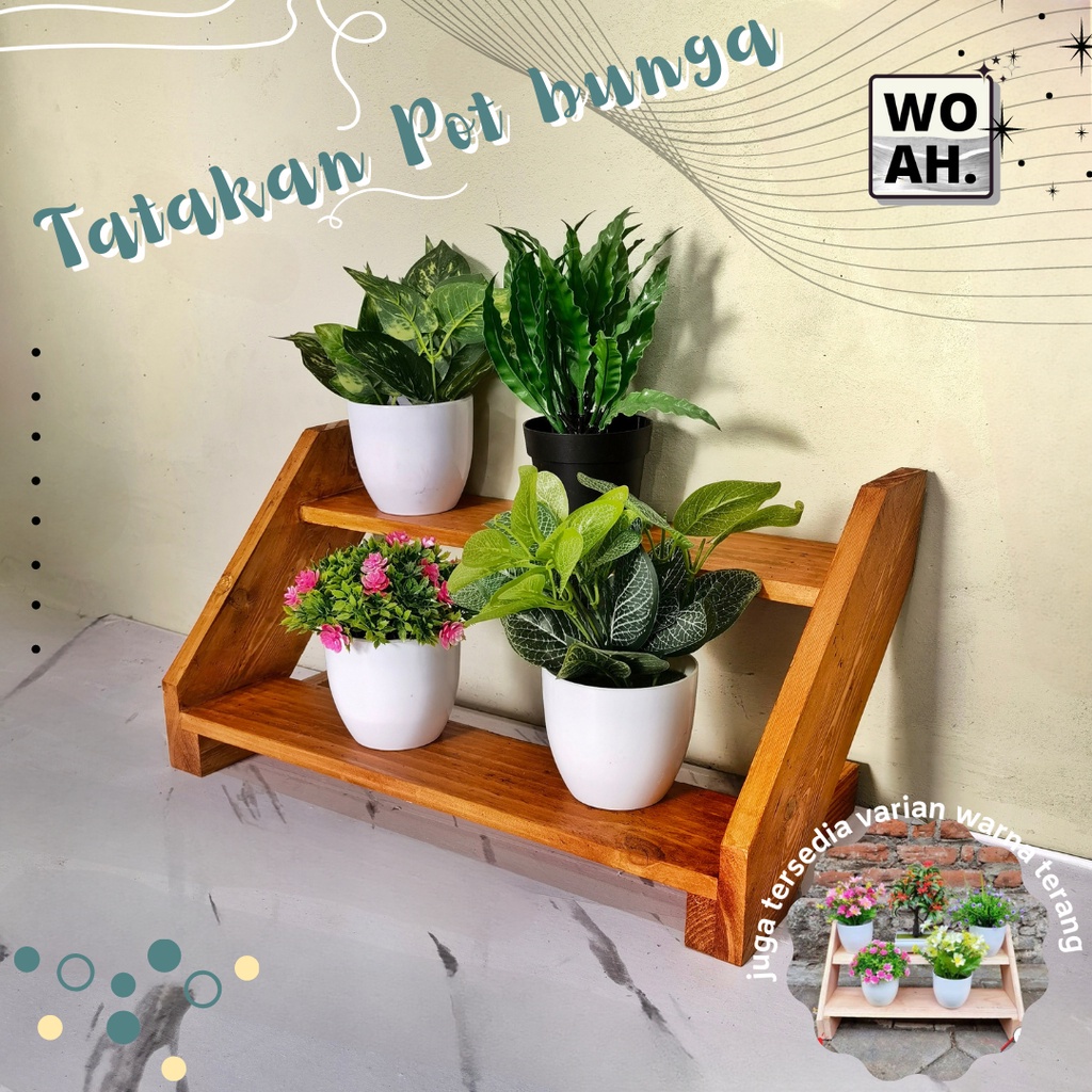 Rak Bunga Kayu Susun Tangga Tingkat kayu tanaman hias