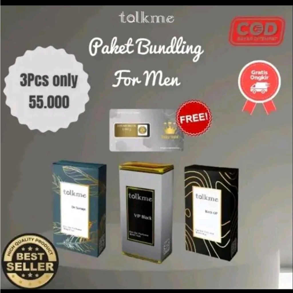 BUNDLING 3 PCS FREE EMAS TALKME PARFUME BEST SELLER FOR MEN