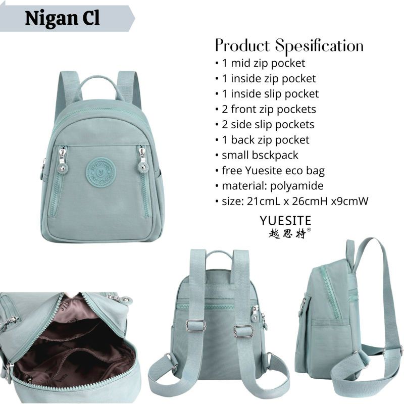 TAS RANSEL WANITA YUESITE NIGAN POLOS SMALL BACKPACK CEWEK KECIL