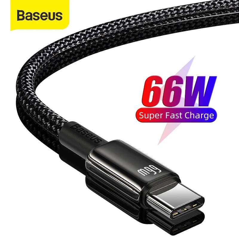 [Shinigami Acc] BASEUS Kabel Tungsten Gold Type C 66W 6A Fast Charging Type C 66W 1M & 2M