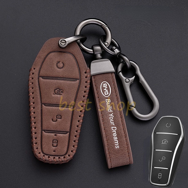 Byd Atto3 2022 Kulit Sarung Kunci Mobil Remote Key Case Shell Holder Key Fob Keychain Untuk BYD ATTO 32022