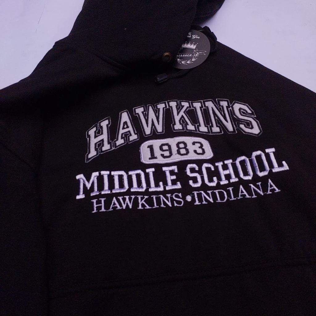 Hoodie HAWKINS Middle School 1983 embroid / Hoodie Pria Terbaru Sweater Wanita Aesthetic logo bordir