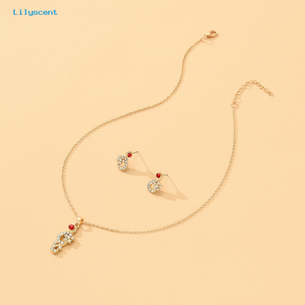 [LS] 1set Wanita Kalung Anting Geometris Elegan Hias Sparkling Adjustable Perhiasan Hadiah Faux Gem Lady Fashion Berlian Imitasi Mengkilap Liontin Kalung Anting Untuk Pesta