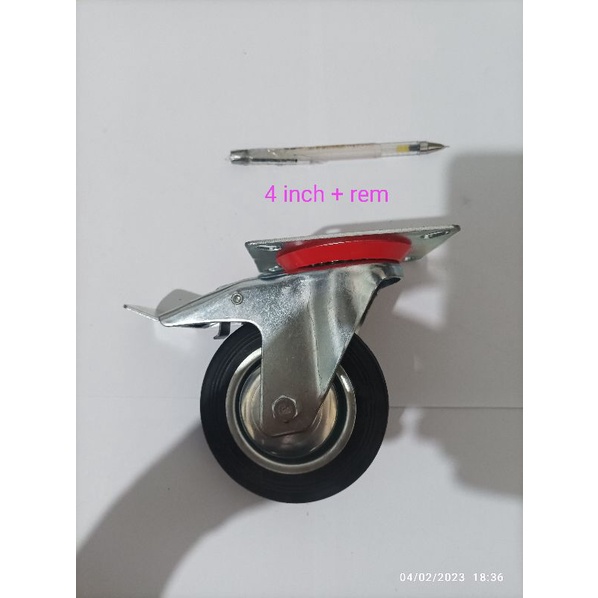 Roda Etalase 4 inch Karet Hitam / Roda Trolly TAIWAN