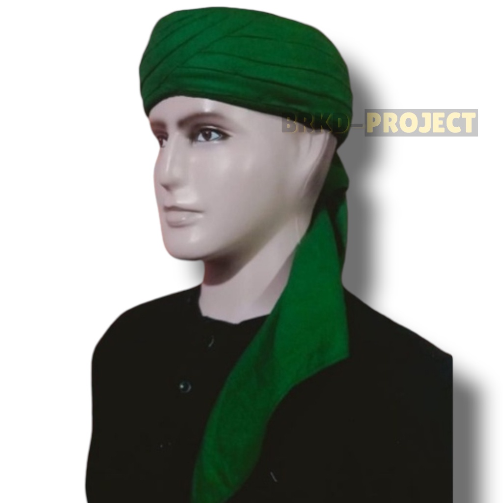 imamah praktis permanen siap pakai medium quality praktis peci habib permanen warna hijau - iket sor