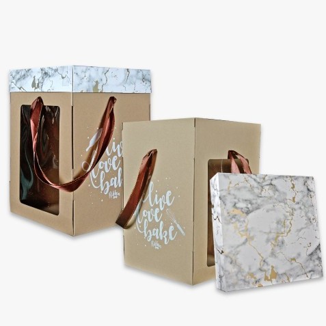 

Cake Box - Ribbon Premium Marbel White 25 x 25