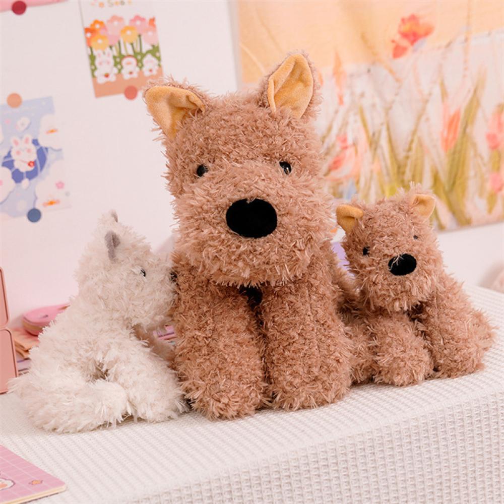 Timekey Adorable West Highland White Terrier Dog Plushie Lembut Puppy Mainan Mewah Boneka Binatang Manusia Hidup Bayi Menenangkan Tidur Boneka T6Z3