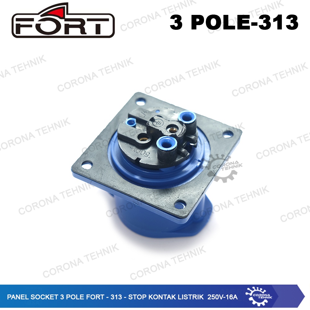 FORT - 313 - Stop Kontak Listrik 250V - 16A Panel Socket 3 Pole